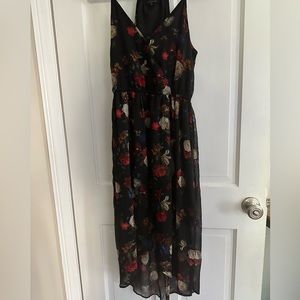 Black floral spaghetti strap lucky brand dress
